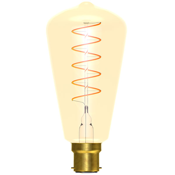 LED 4W Vintage Soft Coil Vertical Amber Filament Squirrel Cage - Dimmable - BC - 1800K